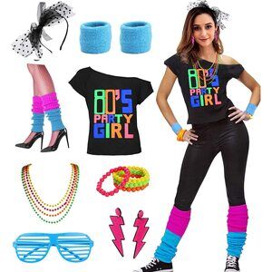 1787 Womens I Love The 80's Disco 80s Costume Outfit